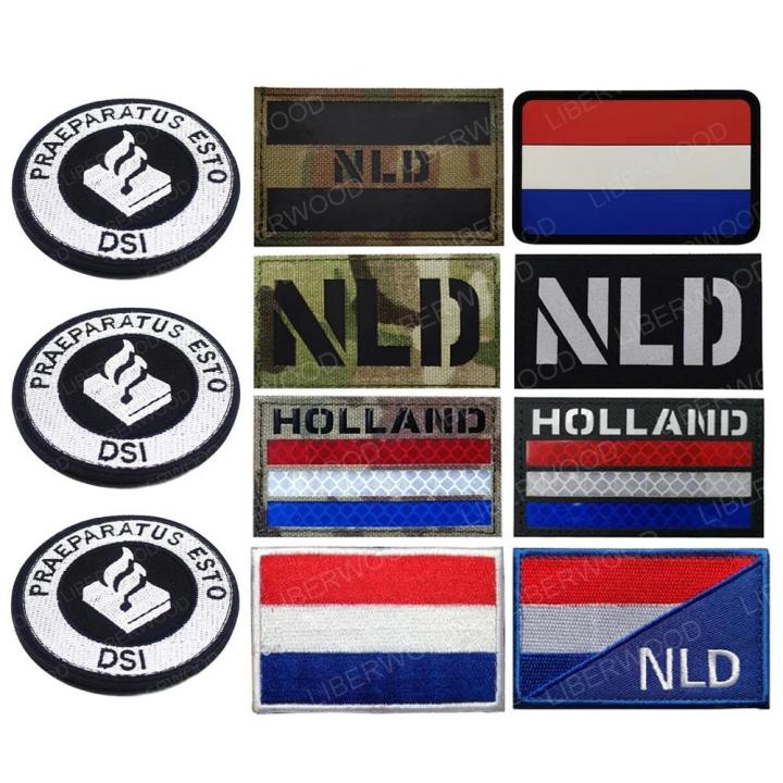NLD Netherlands Flag Infrared Reflective IR Patch Badge Holland DSI PRAEPARATUS ESTO Emblem Dutch Tactical Armband