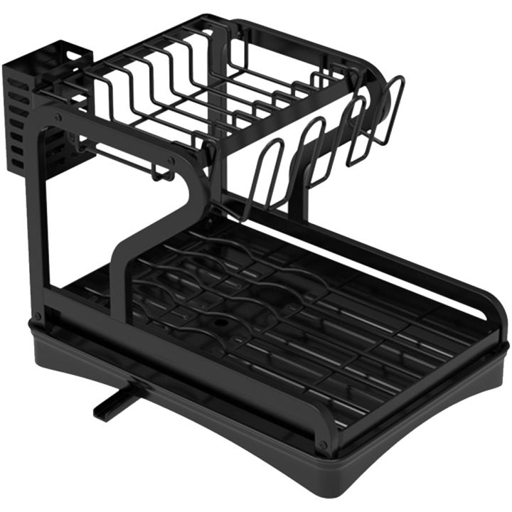 Dish Drying Rack for Kitchen Counter, 2-Tier Drainboard Set with Double ...