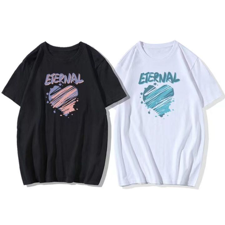 [ Two-piece set ] Summer Couple's Short Sleeve T Men's and Women's Summer Clothes 2024 New Couple Clothes ins Tide