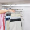Trouser Organizer Multi-Purpose Pants Hangers Rack Stainless Steel Magic For Hanging Trousers Jeans Scarf Tie Clothes, Space Saving Storage Rack 5 Layers. 