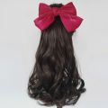 Wig, bow, ponytail, long wavy, everyday, soft, party, synthetic, natural, hairy, feminine curls, red knot, ponytail, bow, vintage wig. 