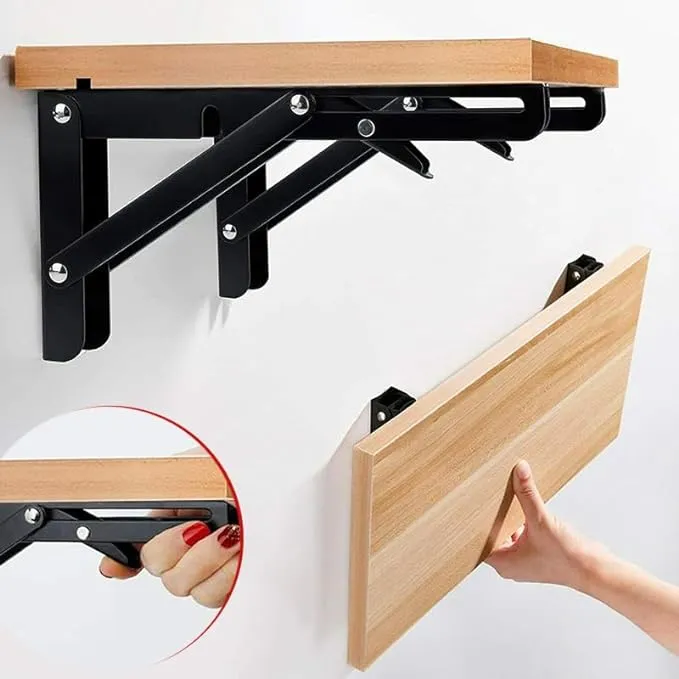 2Pcs 8-14 Inch Folding Shelf Brackets Wall-mounted Heavy Stainless Steel Folding Table Shelves Bracket Work Space Saving Bracket, 2 x Campervan Folding Clip Table Shelf Motorhome Caravan Black Finish Stainless Steel Mini Folding Table Car Accessories