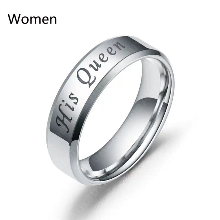 【Topnotch Store】Auxauxme 6mm Her King His Queen Ring For Jewelry Black Stainless Steel Couple Rings Day Gift