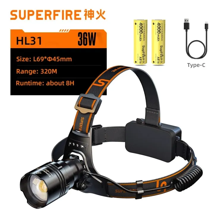 SUPERFIRE%20HL31%2036W%20xhp90%20Powerful%20Headlamp%20Zoom%20USB-C%20Rechargeable%2021700%208000mAh%20Headlight%20for%20Fishing%20Camping%20Head%20flashlight%20-%20Image%206