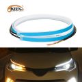 2x Ultrafine Cars DRL LED Daytime Running Lights White Turn Signal Yellow Guide Strip for Headlight Assembly Drop Shipping-Red turn Yellow-45cm. 