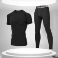 Clothing suit running training men's tight shorts short-sleeved black sports suit men's sports training men's clothes quick-drying tops. 