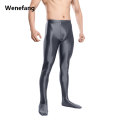 Wenefang Men Oil Glossy Shiny Tights Pencil Pants Sheer See Through Unisex Portable Elastic Yoga Leggings Stain Smooth Full Pants Candy Color. 