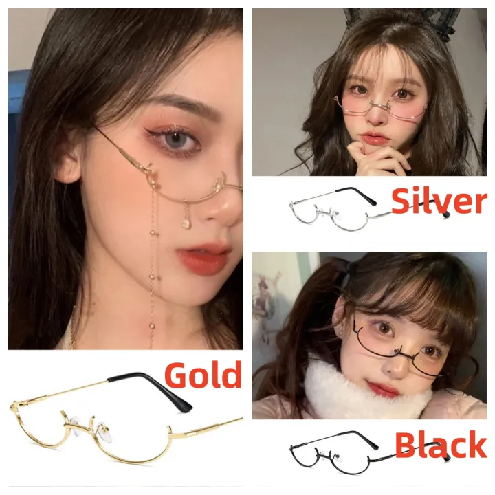 Tik%20Tok%20Influencer%20Same%20Style%20Lower%20Half%20Frame%20Glasses%20Female%20Water%20Drop%20No%20Lens%20Decoration%20%E3%80%90Glam%E3%80%91%20-%20Image%208