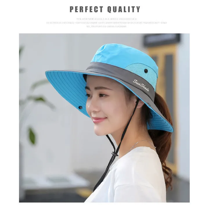 LouisWill%20Women's%20Hat%20Sun%20Hat%20Summer%20Color%20Blocking%20Tie%20Ponytail%20Sun%20Protection%20Quick%20Drying%20Breathable%20Extended%20Brim%20Outdoor%20Mountaineering%20Fisherman%20Hat%20For%20Girls%20Women%20-%20Image%205
