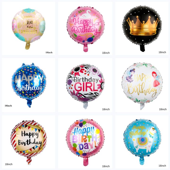 18 Inch Happy Birthday Aluminum Foil Balloon Helium Floating Mylar ...