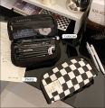 Kawaii Checkerboard Pencil Case Lattice Large Capacity Pencil Bag for girls Stationery box Canvas Estuche Multifuncional Lapices. 