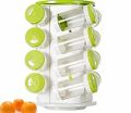 16 Pcs Spice Rack - Green 4 Layers Revolving Spice Rack Set Plastic Revolving Spice Jar Rack Useful Kitchen Condiment Containers Kitchen Tools Floraware Revolving 16 Jars Spice Rack, Kitchen Masala Box,. 