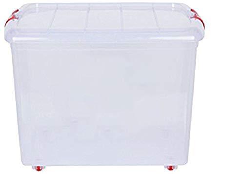 Multipurpose Plastic Storage Container Box with Wheels 30 LTR Clear Transparent