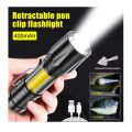Camping USB Charging Flashlight, touch Alluminiam With Pen Clip. 