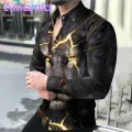 Comfo ble Fabric Shirt Men's 3d Animal Print Stand Collar Business Shirt Slim Fit Breathable Mid Length Top Men Shirt. 