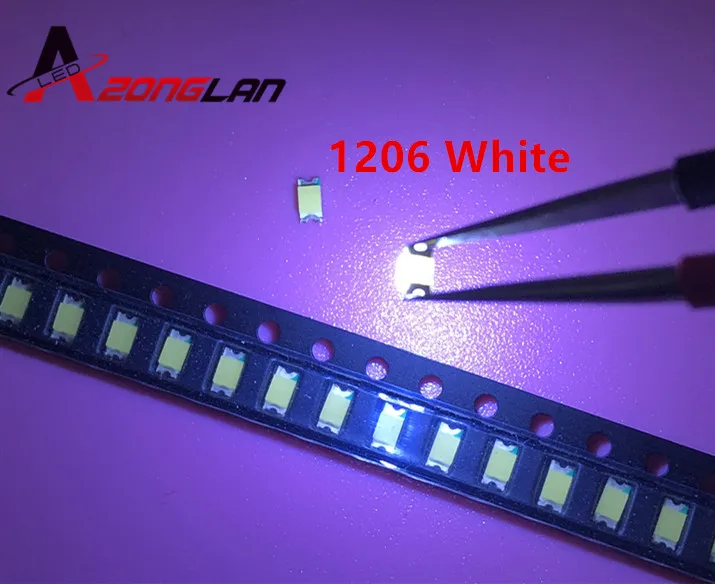 【GlobalTrendz】100 pcs SMD 1206 white Led 1206 smd white led Super ...