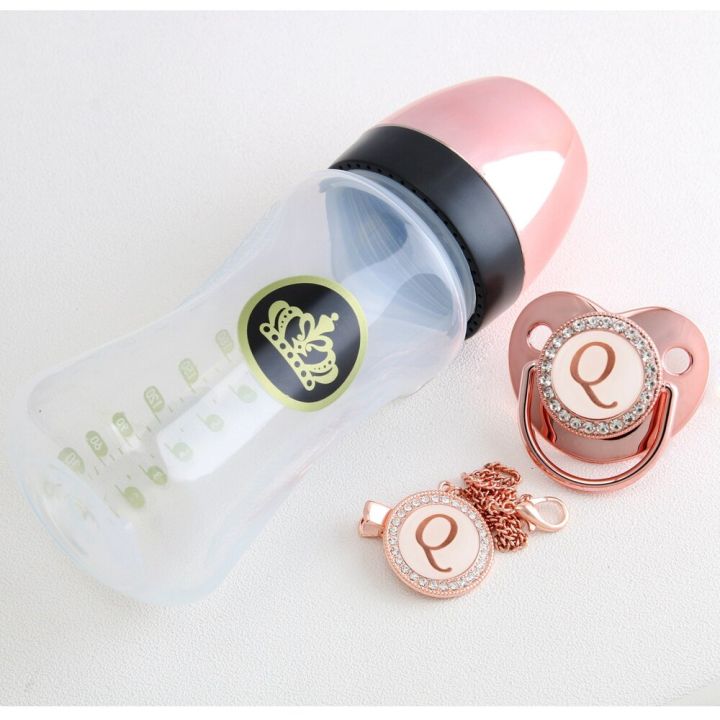 240ml%20Rose%20Gold%20Baby%20Bottle%20And%20Pacifier%20Set%20With%20Chain%20Clip%2026%20Letters%20Bling%20Pacifier%20Kit%20BPA%20Free%20-%20Image%207