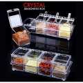 Transparent Crystal Condiments Organizers Seasoning Box Condiments 4 Spice Crystal Seasoning Box with FREE Spoons. 
