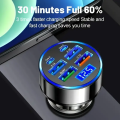 【Fast Delivery 1-4 day】6 in 1 Fast Car Charger LED Voltage Display 4USB 2Type-C 12.5v Quick Charge Adapter CNC Metal Shell 5-Layer Safety Protection Universal For iPhone Samsung Android. 