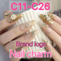 10 pieces/pack C11-C26 Metal Alloy Brand logo Nail Art Gold and Silver Pearl Professional decorative nail art DIY accessories. 