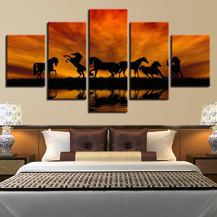5%20Panels%20Modern%20Unframed%20Evening%20Grassland%20Horses%20Animal%20Canvas%20Paintings%20on%20Canvas%20Wall%20Art%20For%20Home%20Decorations%20Wall%20Decor%20-%20Image%206
