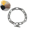 Durable ium Steel Bracelet Stylish ium Steel Chain Bracelet with Toggle Clasp for Daily Wear Parties Trendy Accessory for Men Women Highlight Match Accessory. 