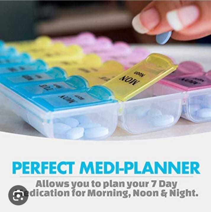 7-Day 21 Slots Medicine Pill Organizer with Weekly and Daily 3-Times-A ...