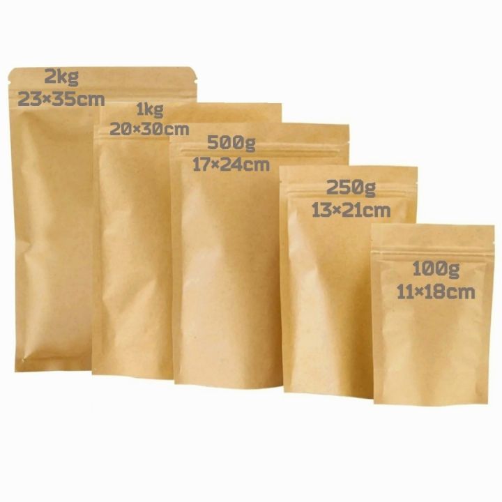 25pcs%2013x21CM%20(150g%20-250g)%20Brown%20Kraft%20Paper%20With%20Aluminum%20Foil%20Laminated%20Double%20Layer%20Standup%20Ziplock%20Without%20Window%20Pouch%20Bags%20For%20Tea,%20Coffee%20Dried%20Food,%20Candy,%20Species%20&%20Nuts%20Etc.%20-%20Image%204