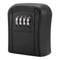 Key Box Wall Mounted Mini Key Safe Outdoor Key Box with Resettable 4-Digit Numeric Code Waterproof Key Box (Black). 