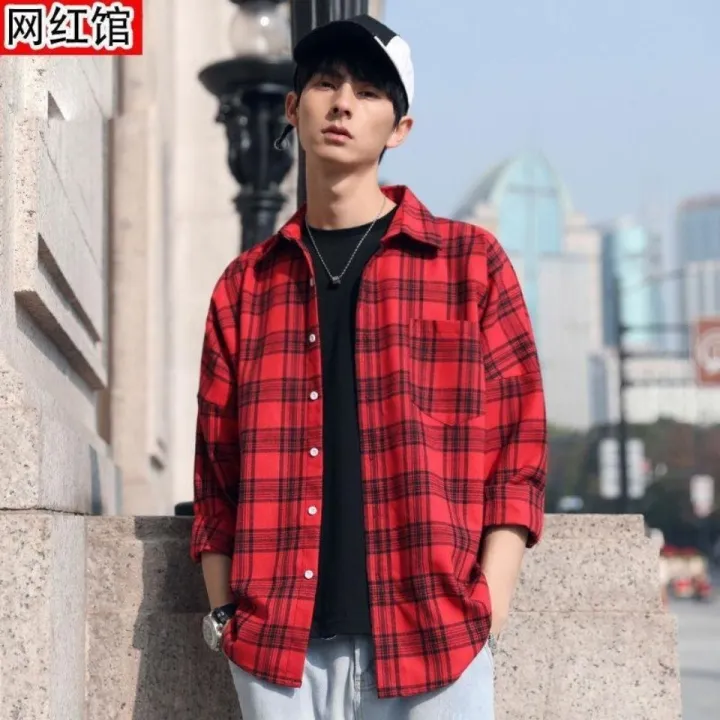 Plaid%20Shirt%20Men's%20Long%20Sleeve%20Hong%20Kong%20Style%20ins%20Summer%20Yellow%20Shirt%20Male%20Teenagers%20Korean%20Style%20Trendy%20Student%20Handsome%20Jacket%20-%20Image%202