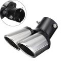 1pcs Car exhaust pipe double-hole exhaust pipe tail throat muffler interface 6.3cm long 18cm. 