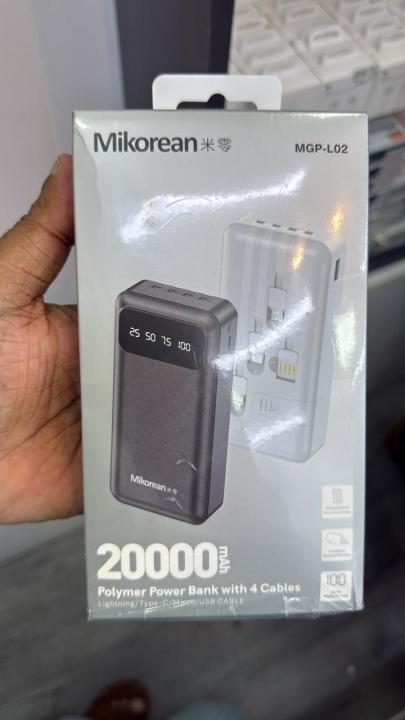 Mikorean 20000mAh Polymer Power Bank with 4 Cables