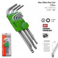 Allen Wrench Key Set 9 Pcs Hex Key Set - 1/16 to 3/8 Inch Imperial Ball-End Long. 