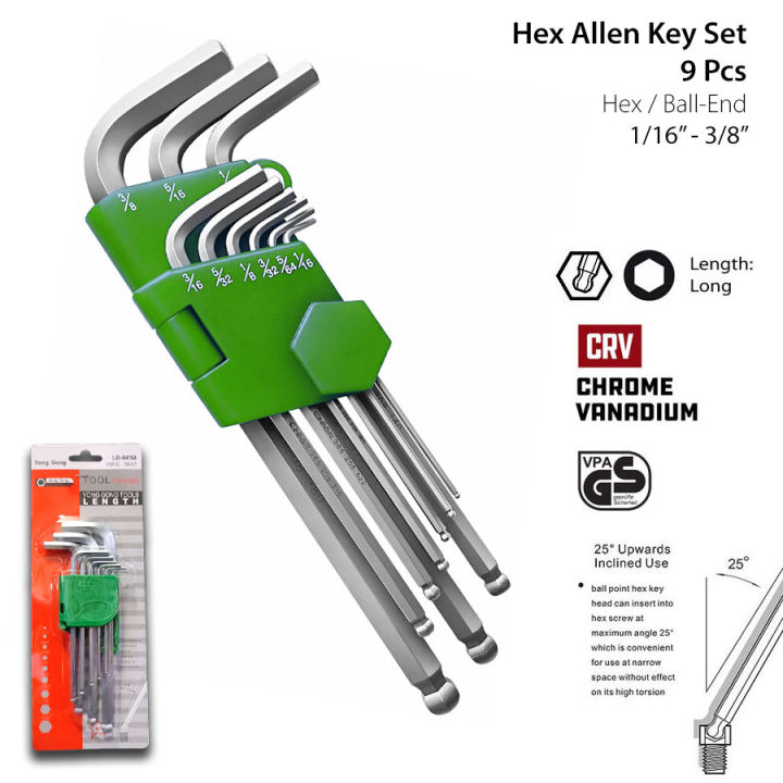 Allen%20Wrench%20Key%20Set%209%20Pcs%20Hex%20Key%20Set%20-%201/16%20to%203/8%20Inch%20Imperial%20Ball-End%20Long%20-%20Image%202