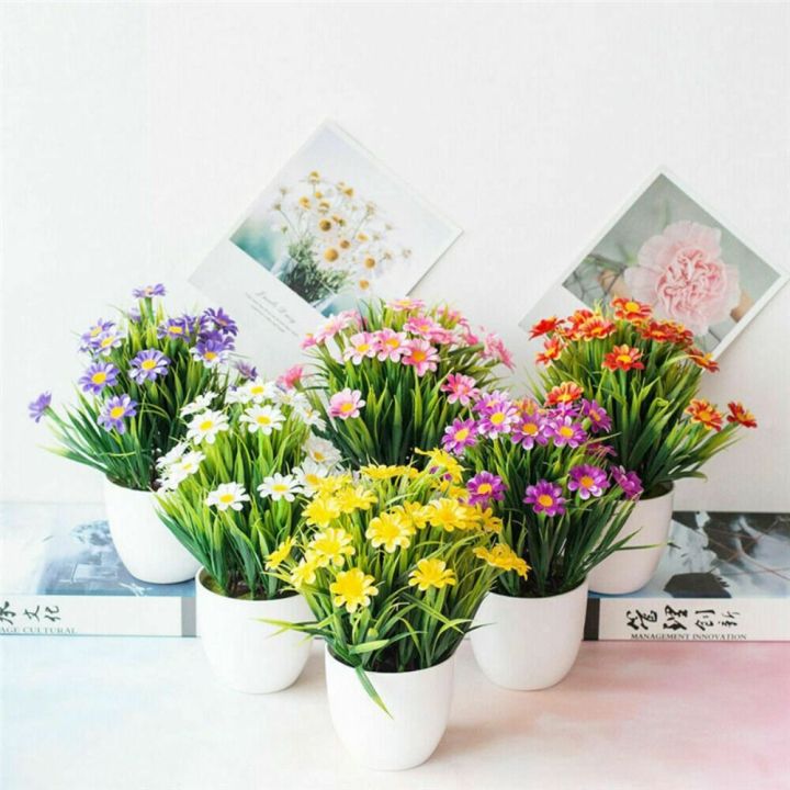 Outdoor New Small Chrysanthemum Tree In Pot Home Decor Bonsai Artificial Flowers Artificial Faux Plants Plastic Fake Plants