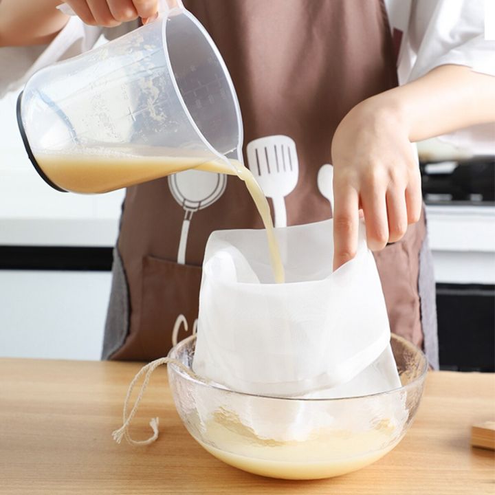 Reusable Nut Milk Bags Nylon Fine Mesh Fiter Bags Food Strainer Bag for Soymilk Yogurt Cheese Coffee Brewing Strainers Bag