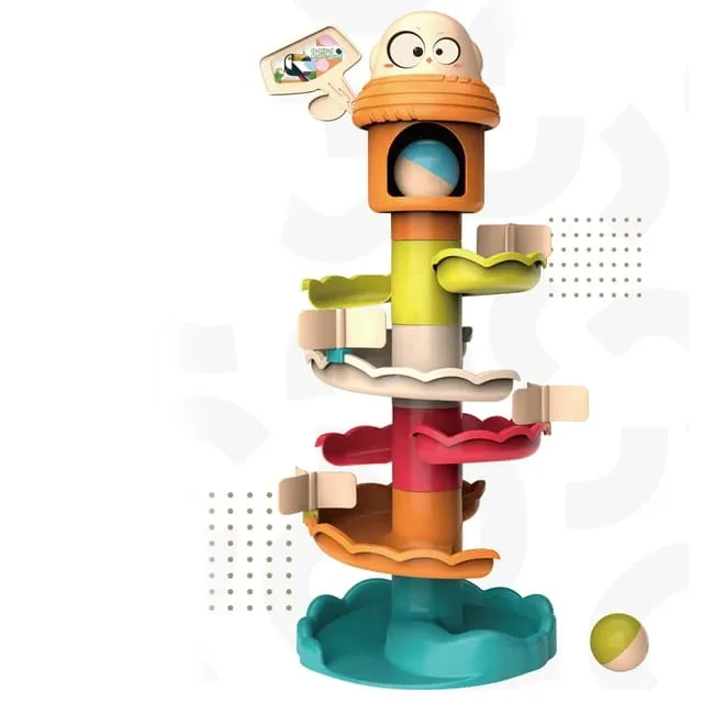 Track Ball Puzzle Game - Early Learning Stacking Track Rolling Ball Tower - 18M+