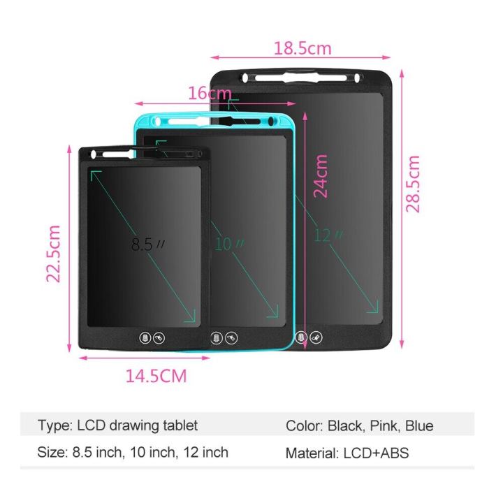 8.5/10/12%20Inch%20LCD%20Drawing%20Tablet%20Portable%20Digital%20Writing%20Pad%20LCD%20Colorful%20Screen%20Partial%20Erasable%20Drawing%20Pad%20with%20Stylus%20Pen%20-%20Image%205