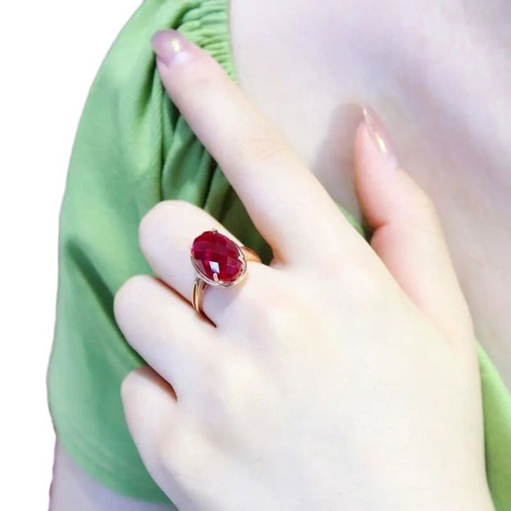 Must-have】Xingfu Ao Russian 585 Zijin Pure 14K Color Gold Set Red Stone ...