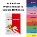 A4 Rainbow Premium 100 Sheets Pack with 10 Colour 80 GSM Sinar Spectra Premium Photocopy Papers. 