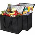 2 Pack Insulated Reusable Grocery Bag Food Delivery Bag with Dual Zipper. 