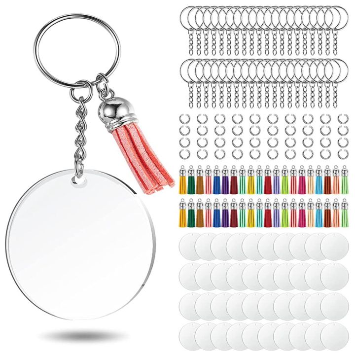Acrylic Keychain Blank Set, Clear Circle Acrylic Blank Bulk ( 2 Inch ...