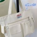 Large Capacity Bag Female Summer KoreainsSimple Versatile Handheld Shoulder Bag College Students Class Commuter Tote. 