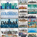Country Metal Poster Vintage Plate Decor For Living Room Colorado Lansing Nevada Ohio Washington Plaque Garage Adorn. 