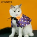 Pet Transformation Outfit Pet Costume Cat Hat Pumpkin Print Cape Cute Transformation Outfit Three-dimensional Pet Hat. 