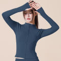 Lulu yoga suit jacket women's fitness suit quick drying standing collar tight fitting exercise fitness strict selection yoga top long sleeved summer. 