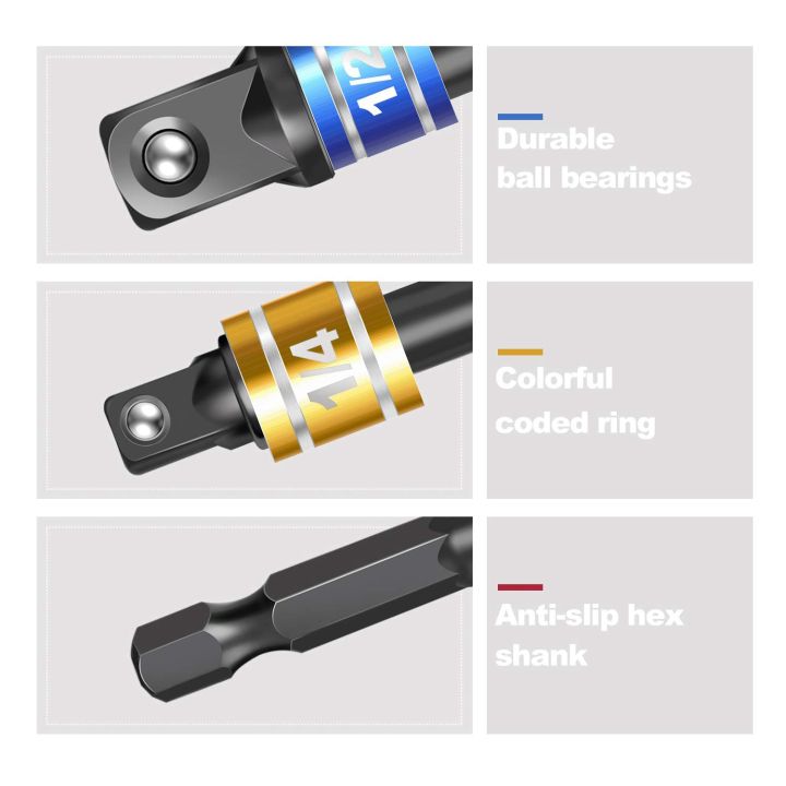 4%20Pieces%20Impact%20Driver%20Socket%20Adapter%20Set%20with%20Magnetic%20Extension%20Bit%20Holder%20for%201/4%20Inch%20Hex%20Shank%20to%20Square%20Socket%20Turn%20Power%20Drill%20Into%20Nut%20Driver%20-%20Image%205