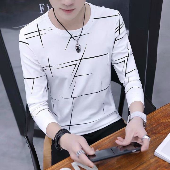 Men's%202020%20New%20Long%20Sleeve%20T-shirt%20Round%20Neck%20Korean%20Slim%20Clothes%20Long%20Sleeve%20T-shirt%20Base%20Shirt%20-%20Image%203