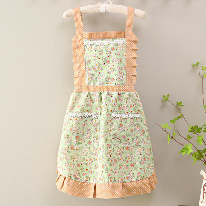 Apron%20Kitchen%20Sleeveless%20Oil%20Resistant%20Cute%20Korean%20Edition%20Home%20Cooking%20Apron%20Small%20Fragmented%20Flower%20Apron%20Household%20Cover%20Up%20-%20Image%206
