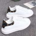 All-Match Fashion Couple College Popular Style Student McQueen White Shoes Leisure Niche Printing Men and Women Design Sports ﹀·. 